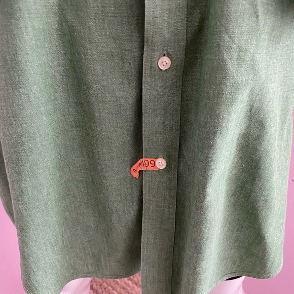 Vintage Lands' End Mens Shirt Button Down Long Sleeve LARGE 16-16.5 Green - Picture 4 of 6